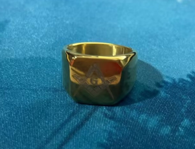 Mens Fashion Vintage Laser Engraved Masonic Symbol Ring