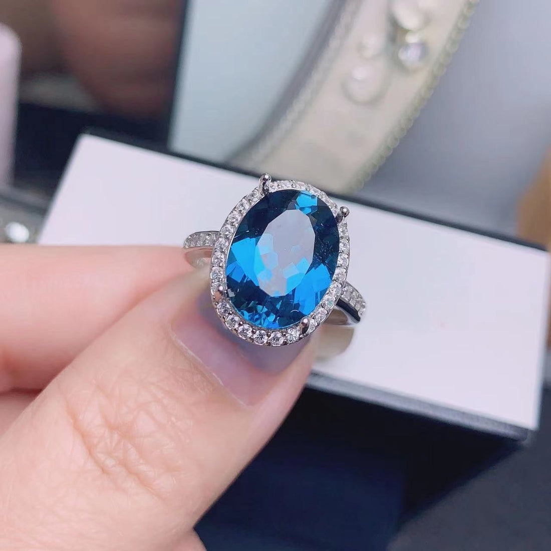 Natural London Blue Topaz Ring