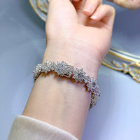 Full Inlaid SUNFLOWER S925 Silver Artificial Diamond Flower-shaped Bracelet