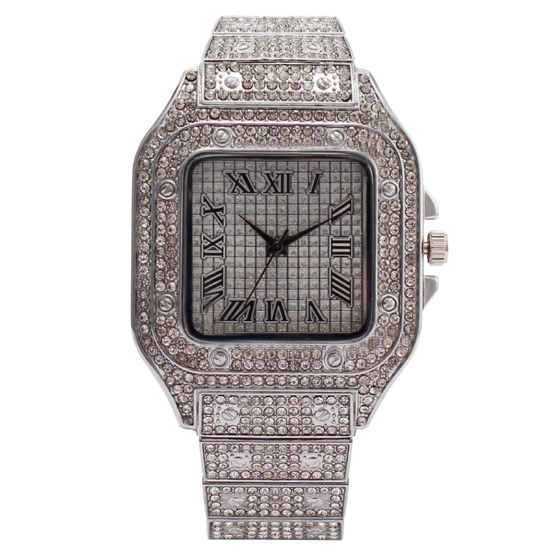 Square Diamond Full Diamond Roman Gradient Ladies Watch