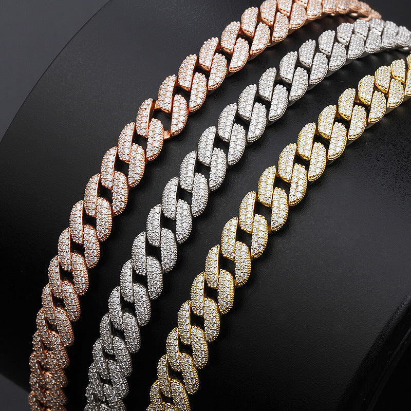 Hip Hop S925 Silver Diamond Cuban Zircon Bracelet