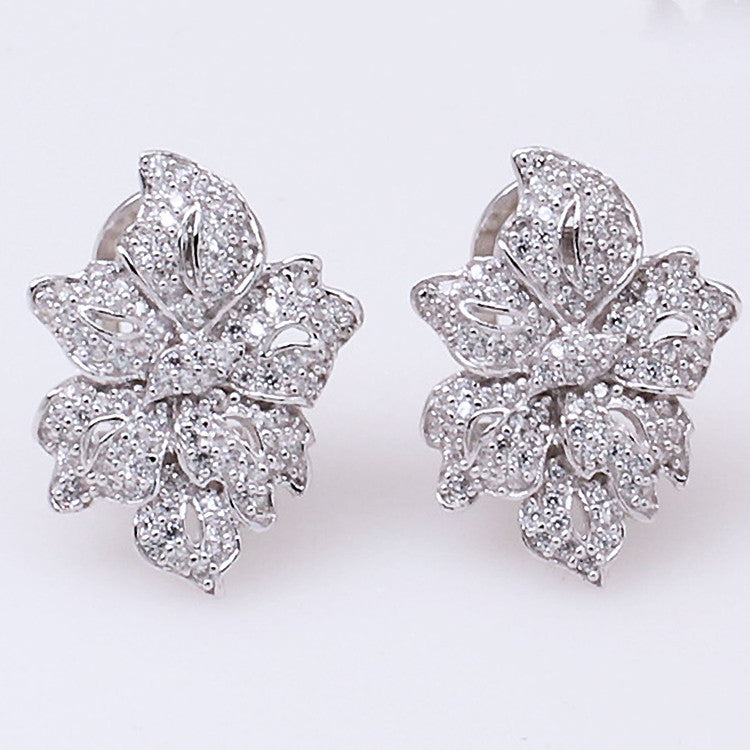 925 Silver Gold-plated White Mosaic Ear Buckle 5285