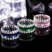 925 Sterling Silver Diamond Color Jewel Ring