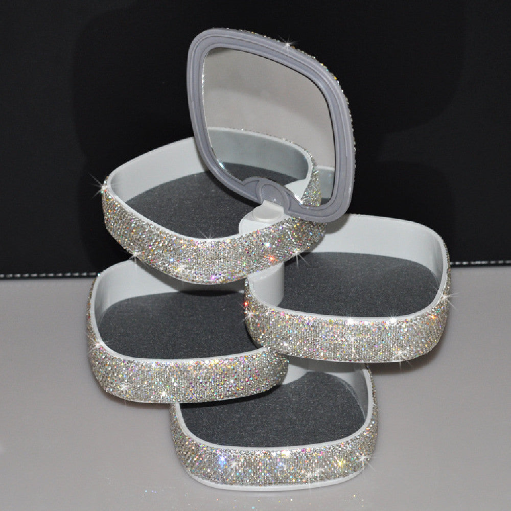 Diamond Inlaid Multi-layer Rotating Jewelry Box