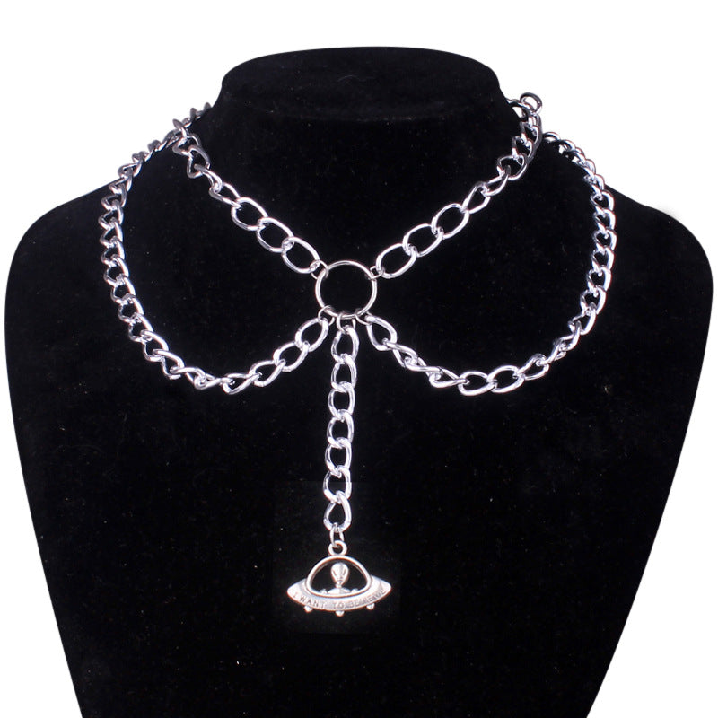 Kpop Accessories Sword Pendants Necklace Cool Multilayer Chains