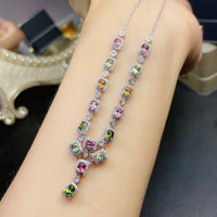 Natural Rainbow Color Tourmaline Necklace Pendant