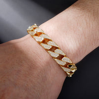 Men's Spring Jewelry Buckle Cuban Chain Full Zircon Bracelet