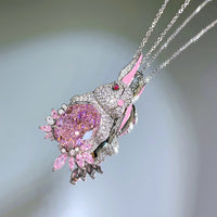 Women's Fashion Full Of Diamonds Cute Rabbit Pendant Necklace