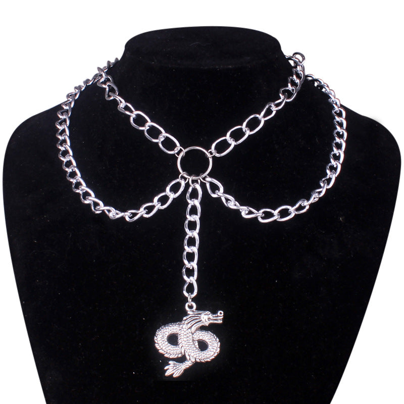 Kpop Accessories Sword Pendants Necklace Cool Multilayer Chains