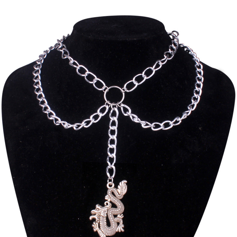 Kpop Accessories Sword Pendants Necklace Cool Multilayer Chains