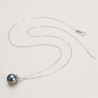 Black Pearl 18K Gold Pendant S925 Silver Necklace Female