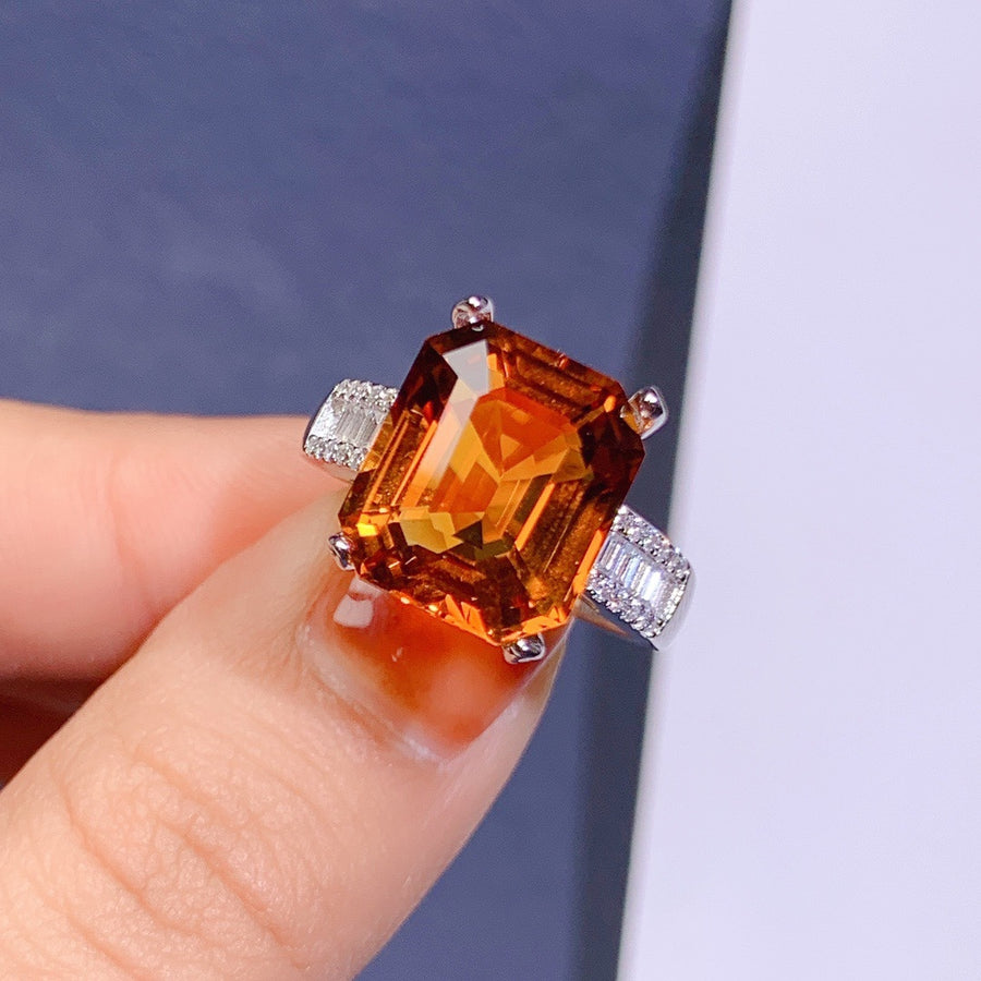 Large Grain Natural Citrine Ring Black Velvet