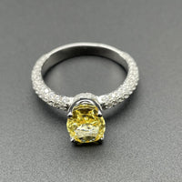 S925 Silver Cubic Zirconia Yellow Simple Elegant Ring Women