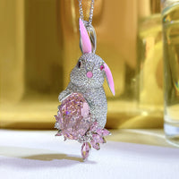 Women's Fashion Full Of Diamonds Cute Rabbit Pendant Necklace