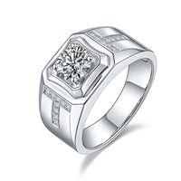 Fashion New Moissanite Double T Men's Ring S925 Silver Inlay