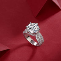 Luxury Fashion Large Diamond Ring Moissanite Silver Ring