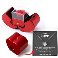 Fashion Jewelry Box Red Apple Christmas Gift Necklace Eternal Rose For Girl Mother's Day Valentine's Day Gifts With Artificial Flower Rose Flower Jewelry Box