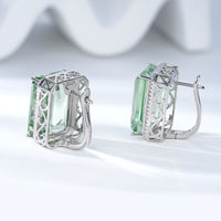 Luxurious And High-grade Natural Green Crystal Earrings, Fashionable Design, S925 Silver